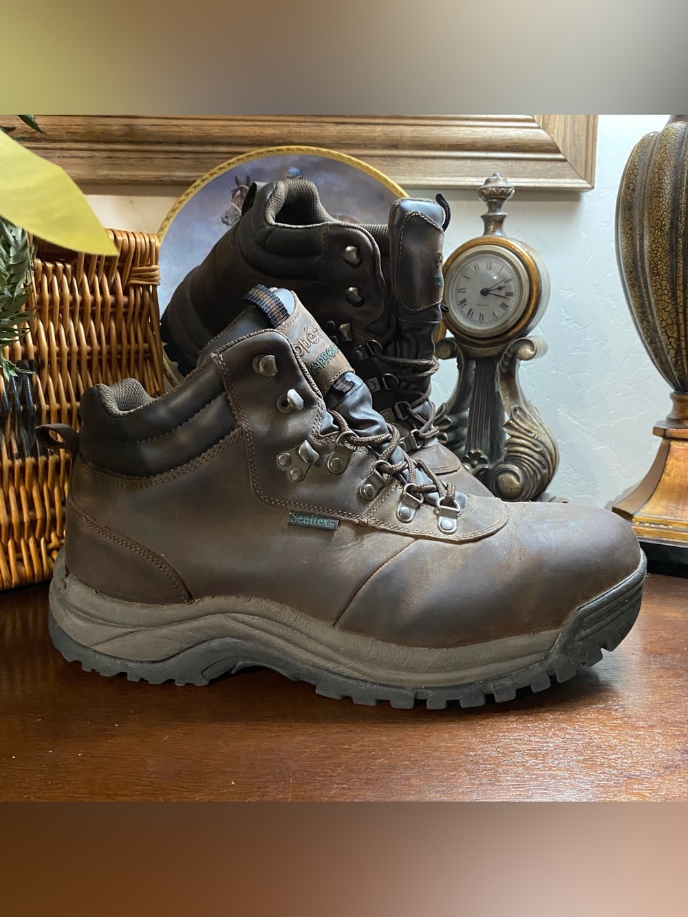 Propet Men’s 13 Cliff Walker Hiking Boots M3188-Bronco Brown Waterproof Traction